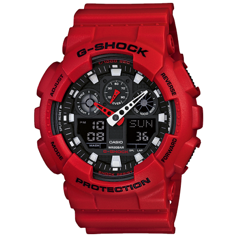 Casio G-Shock Analog Digital Red Mens Watch GA100B-4A