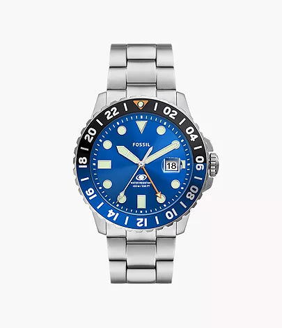 Fossil Blue GMT Stainless Steel Watch FS5991