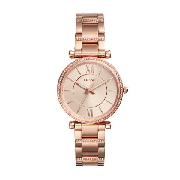 Fossil Carlie Three-Hand Quartz Rose Dial Ladies Watch Es4301