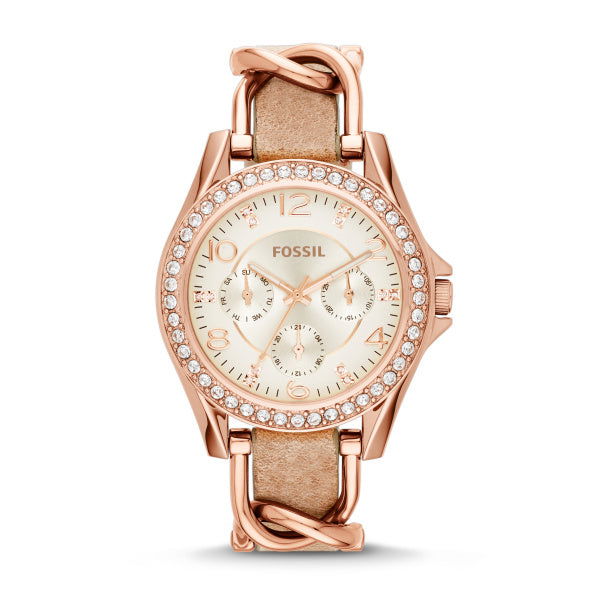 Fossil Riley Sand Dial Bone Leather Ladies Watch  ES3466