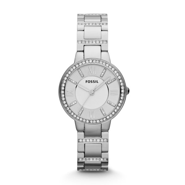 Fossil Virginia Silver Dial Stainless Steel Ladies Watch ES3282