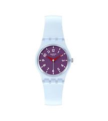 Swatch Powder Plum Transparent Light Blue Watch LL126