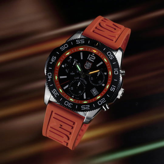 Luminox  Chronograph 44mm, Orange Rubber Strap Diver Watch XS.3149