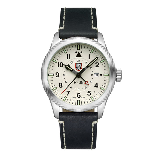 Luminox P-38 Lightning Black leather Strap pilot Watch XA.9527