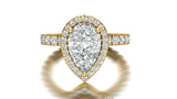 Elegant Pear Halo Engagement Diamond Ring