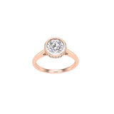 Bezel Set Halo Engagement Ring With Round Cut Diamond