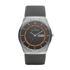 SKAGEN Titanium And Gray Steel-Mesh Day-Date Watch SKW6007