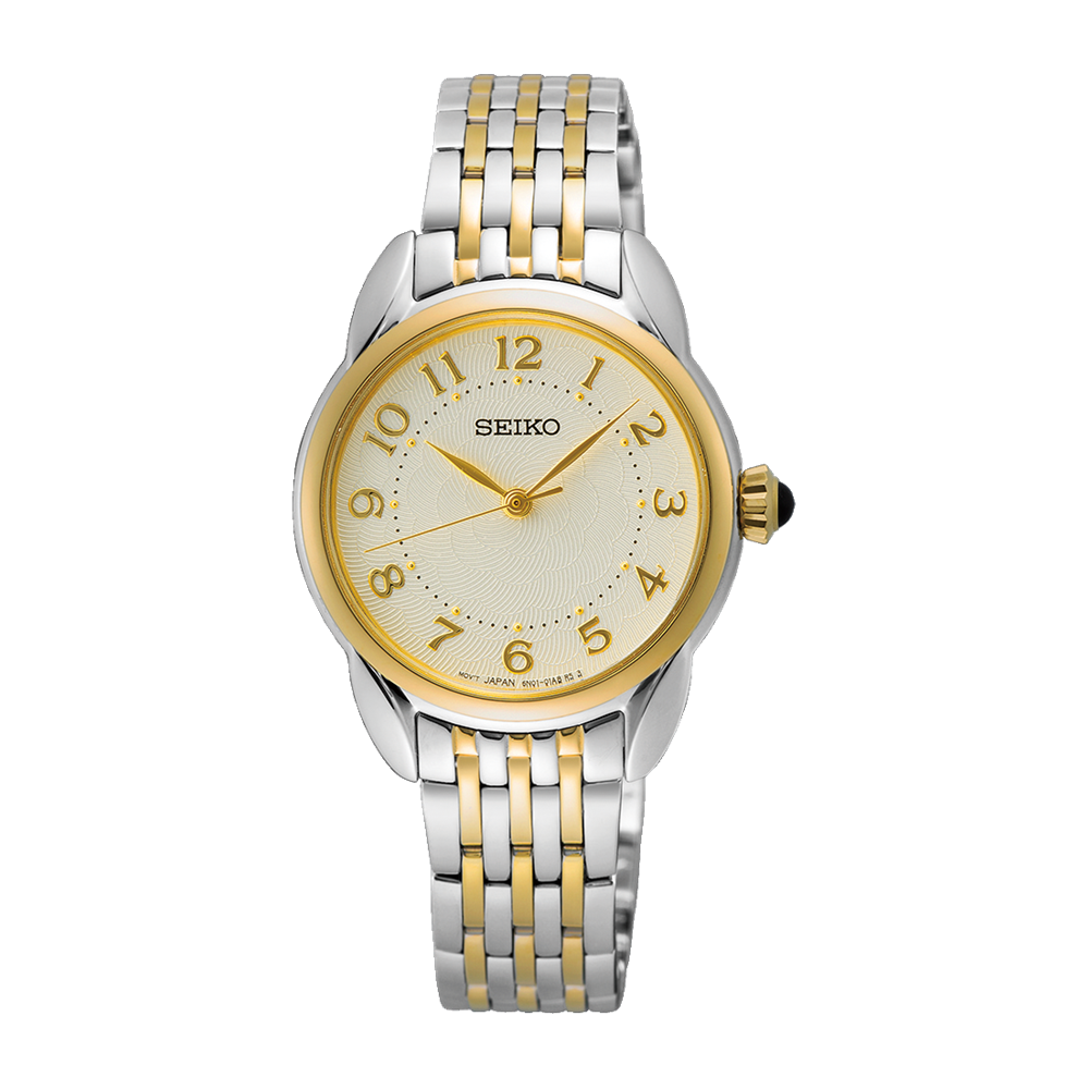 Seiko Stainless Steel Quartz Champagne Dial Ladies Watch SUR562