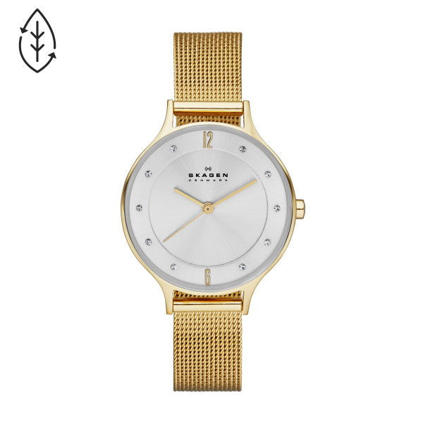 Skagen Anite Silver Dial Gold-tone Mesh Ladies Watch SKW2150