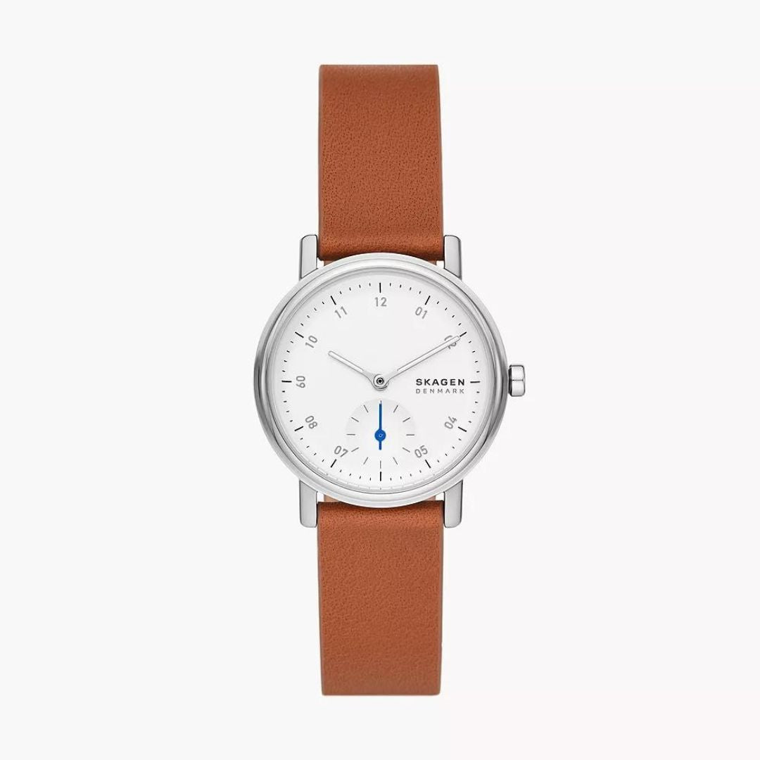 Skagen Kuppel Lille Two-Hand Sub-Second Brown Leather Watch SKW3103