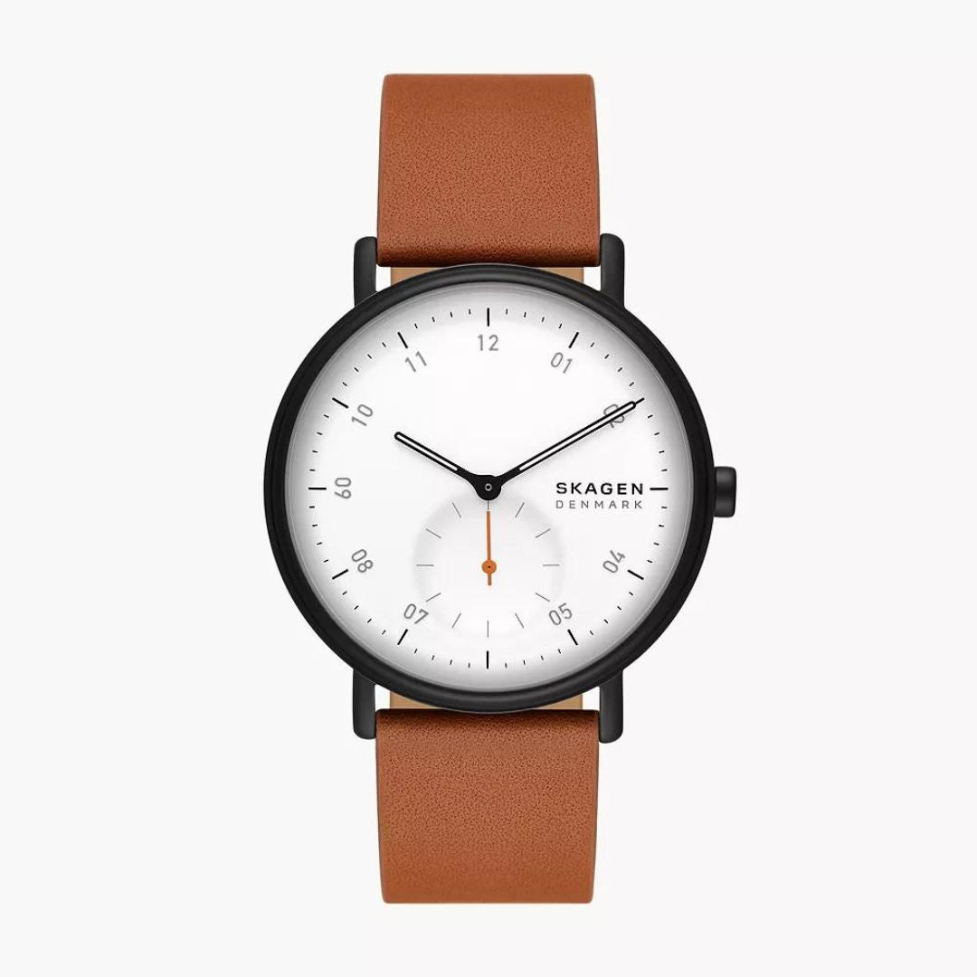 Skagen Kuppel Two-Hand Sub-Second Brown Leather Unisex Watch SKW6889