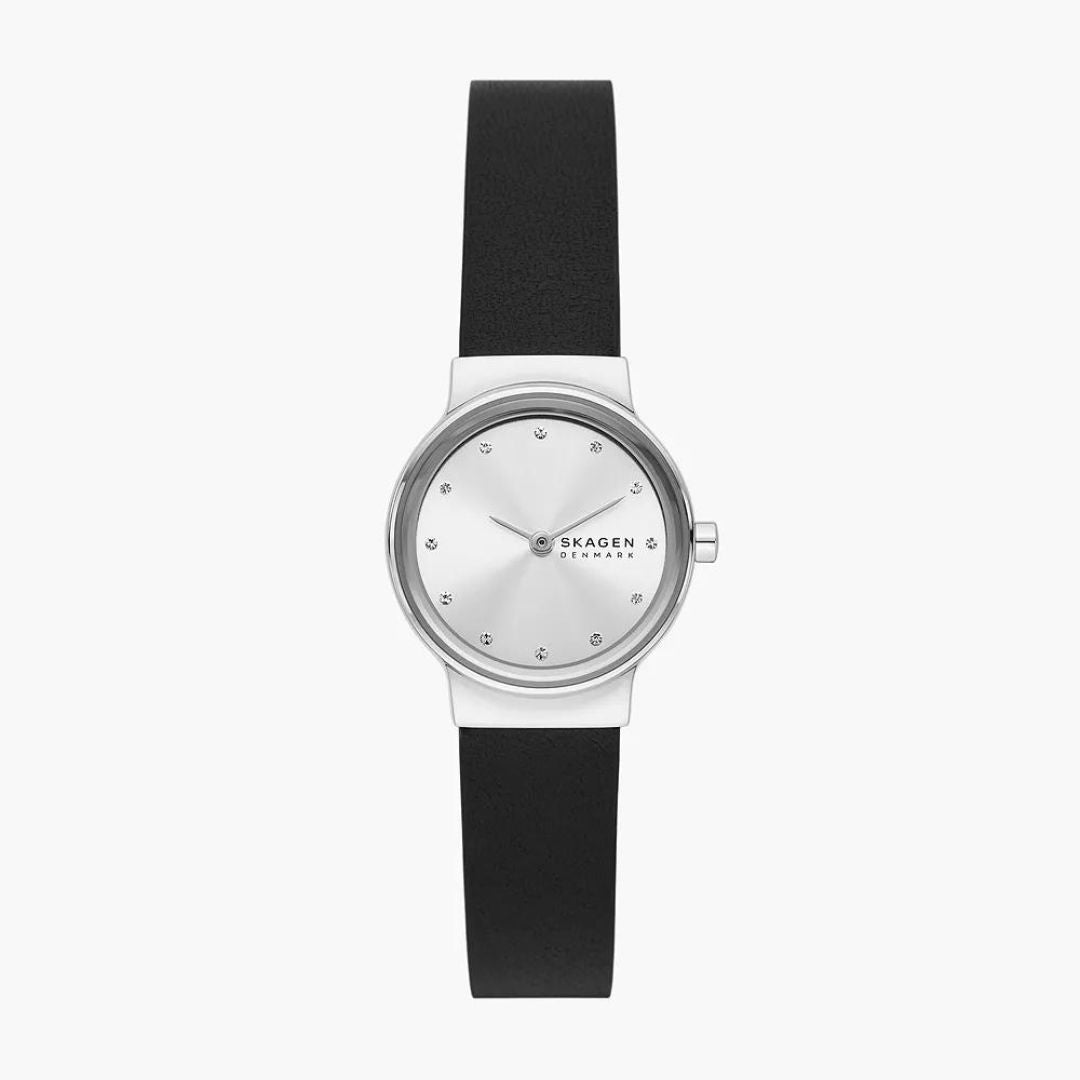 Skagen Unisex Freja Lille Two-Hand Black Leather Watch SKW3119