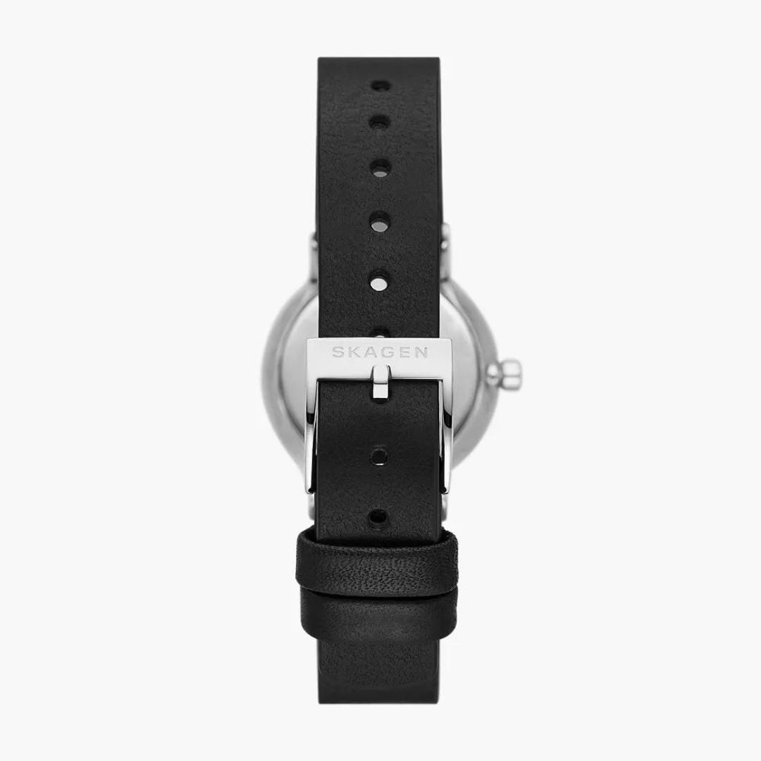 Skagen Unisex Freja Lille Two-Hand Black Leather Watch SKW3119