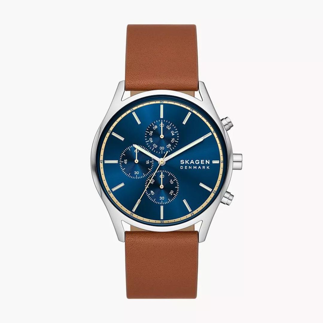 Skagen Unisex Holst Chronograph Luggage Leather Watch SKW6916