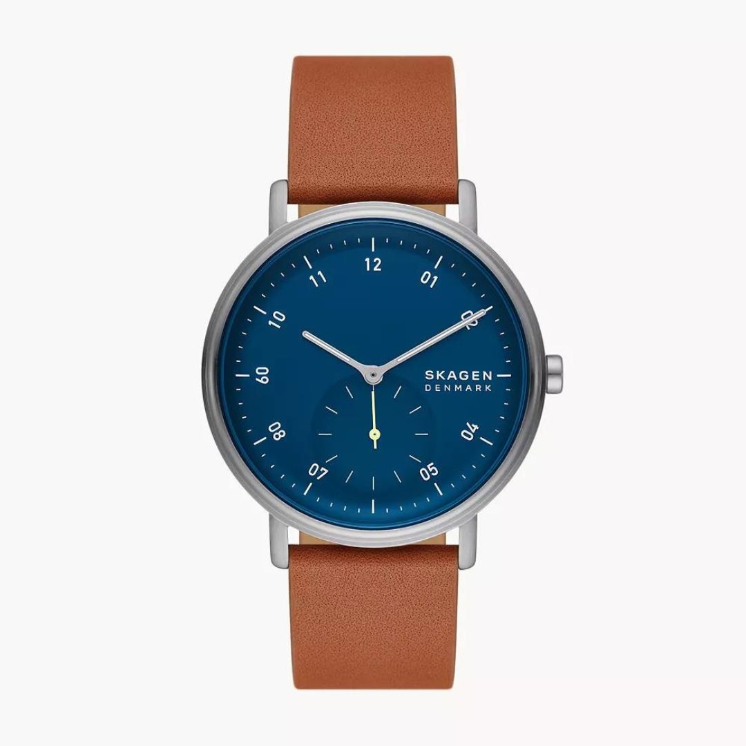 Skagen Unisex Kuppel Two-Hand Sub-Second Brown Leather Watch SKW6888