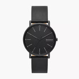 Skagen Unisex Signatur Three-Hand Black Leather Watch SKW6902