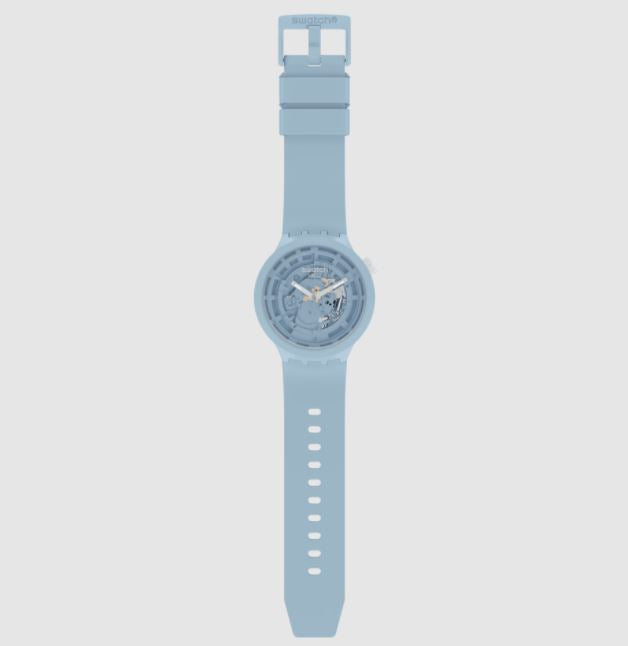 Swatch Bioceramic C-Blue Transparent Dial Unisex Watch SB03N100