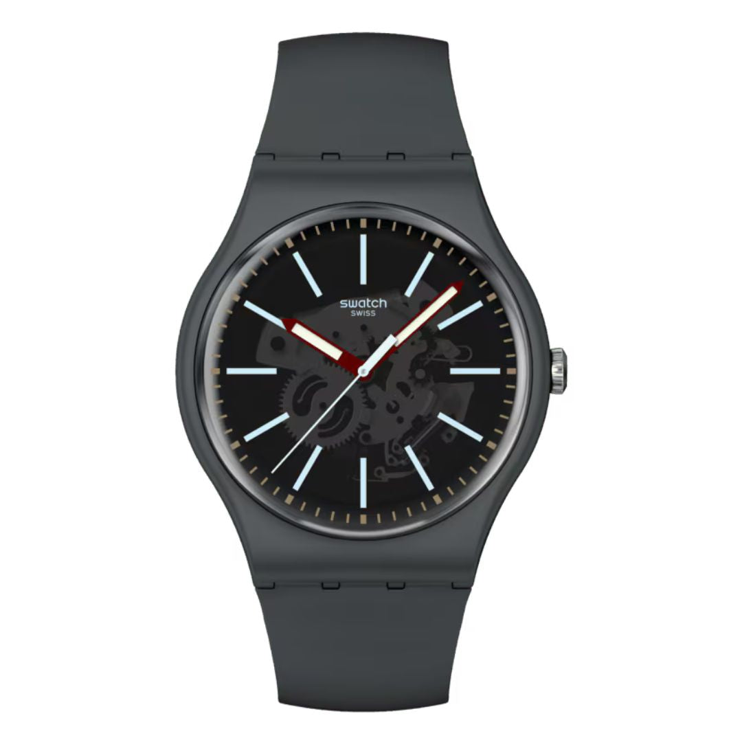 Swatch Coblestone Street Quartz Grey Dial Watch 41mm SO29A101