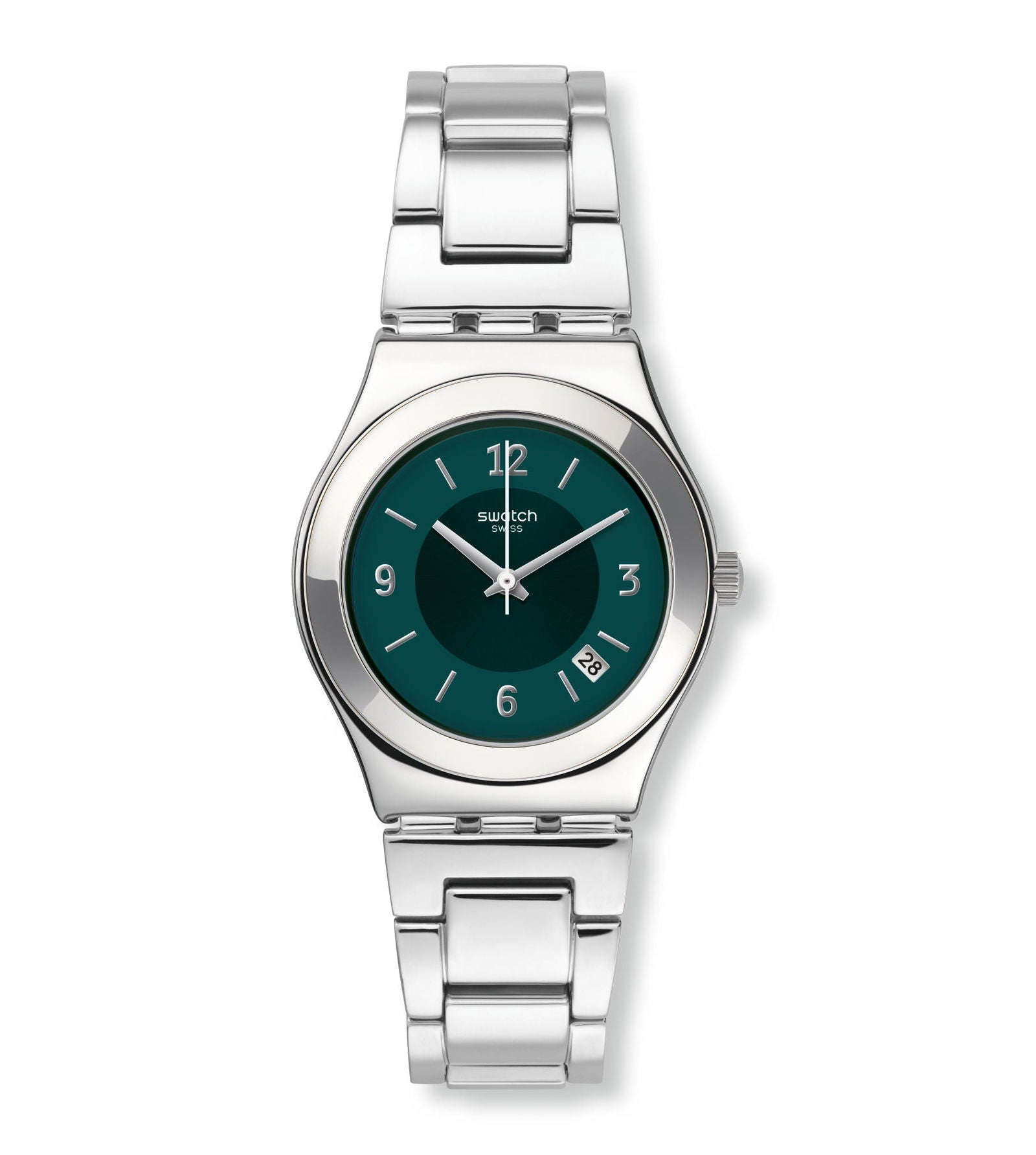 Swatch Middlesteel Green Dial Stainless Steel Bracelet Watch YLS468G