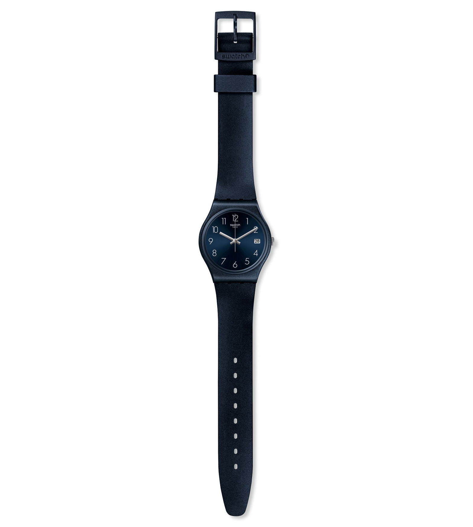 Swatch Naitbaya Navy Blue Metallic Date Watch 34mm GN414