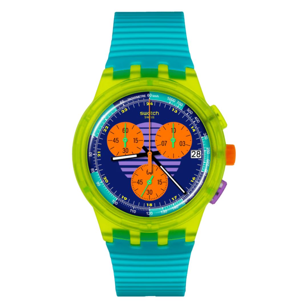 Swatch New chronograph Plastic Swatch Neon Wave Watch SUSJ404