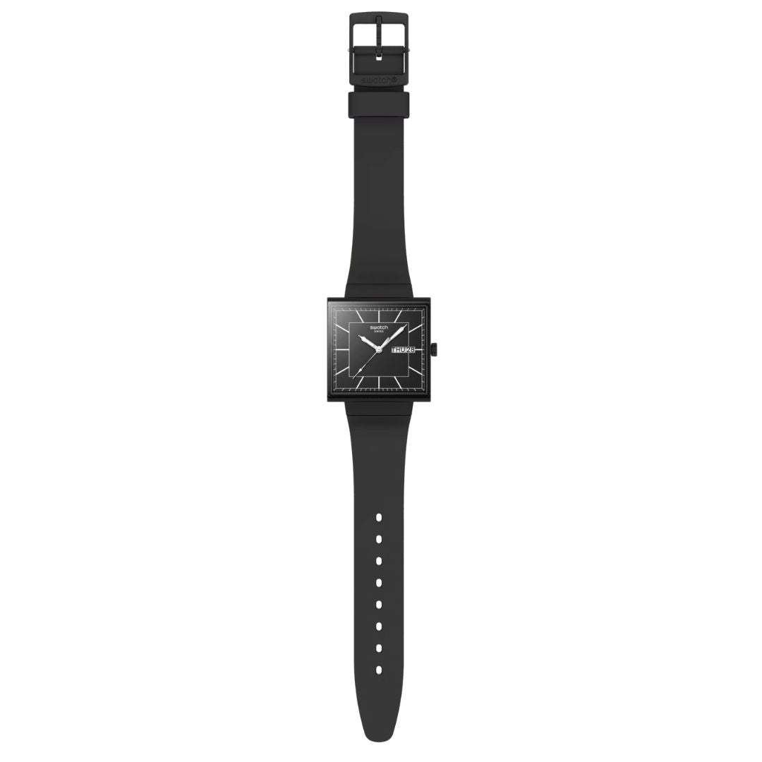 Swatch WHAT IF...BLACKAGAIN? (41.8mm) Black Square Dial Watch SO34B701