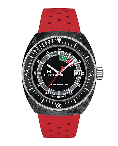 Tissot Sideral S Red Rubber Strap Watch 41mm T145.407.97.057.02