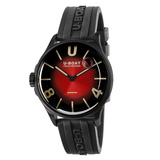 U-boat Red Dial Black Rubber Strap Quartz Mens Watch 9501