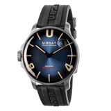 U-Boat Darkmoon Stainless Steel Blue Dial Black Rubber Strap Quartz Mens Watch 8704