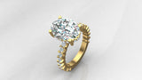 Oval solitaire Ring with Scalloped Diamond band